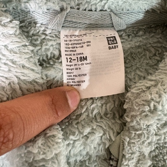 Uniqlo Baby Light Gray Fleece Jacket Bundle Size 12-18M - Picture 5 of 9
